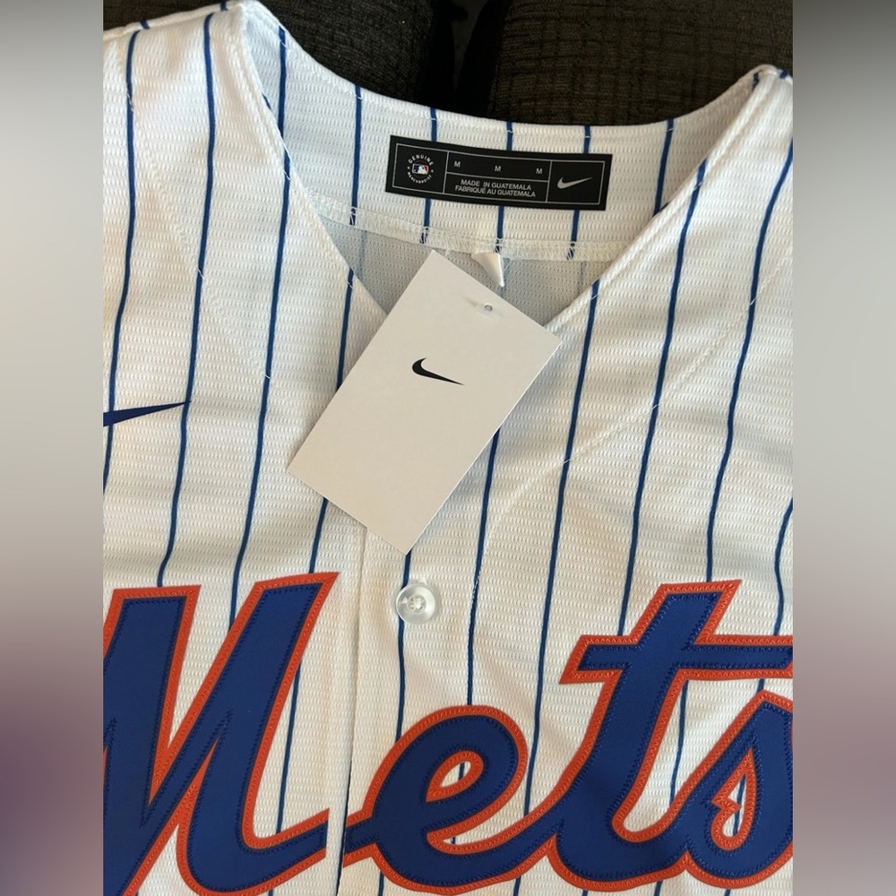 Nike New York Mets Brandon Nimmo #9 Pinstripe with Patch Jersey Men’s Sz: Medium - Picture 5 of 7